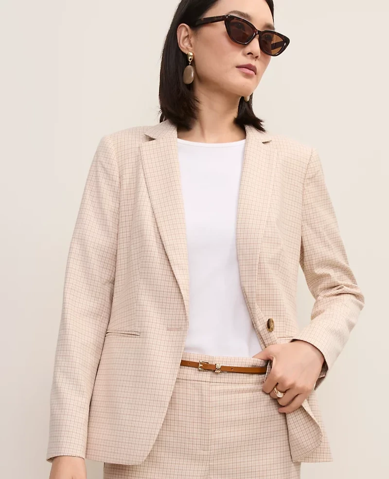 Ann Taylor The Petite Hutton Blazer Houndstooth Neutral Blend Women's