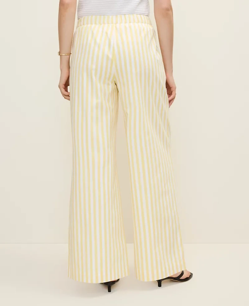 Ann Taylor Petite Weekend Collection Striped Easy Palazzo Pant Yellow Hibiscus Women's