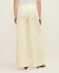 Ann Taylor Petite Weekend Collection Striped Easy Palazzo Pant Yellow Hibiscus Women's