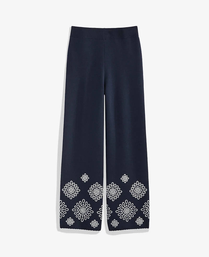 Ann Taylor Petite Embroidered Sweater Pant Night Sky Women's