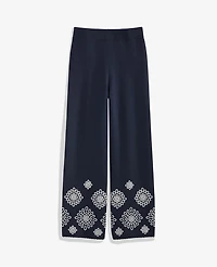 Ann Taylor Petite Embroidered Sweater Pant Night Sky Women's