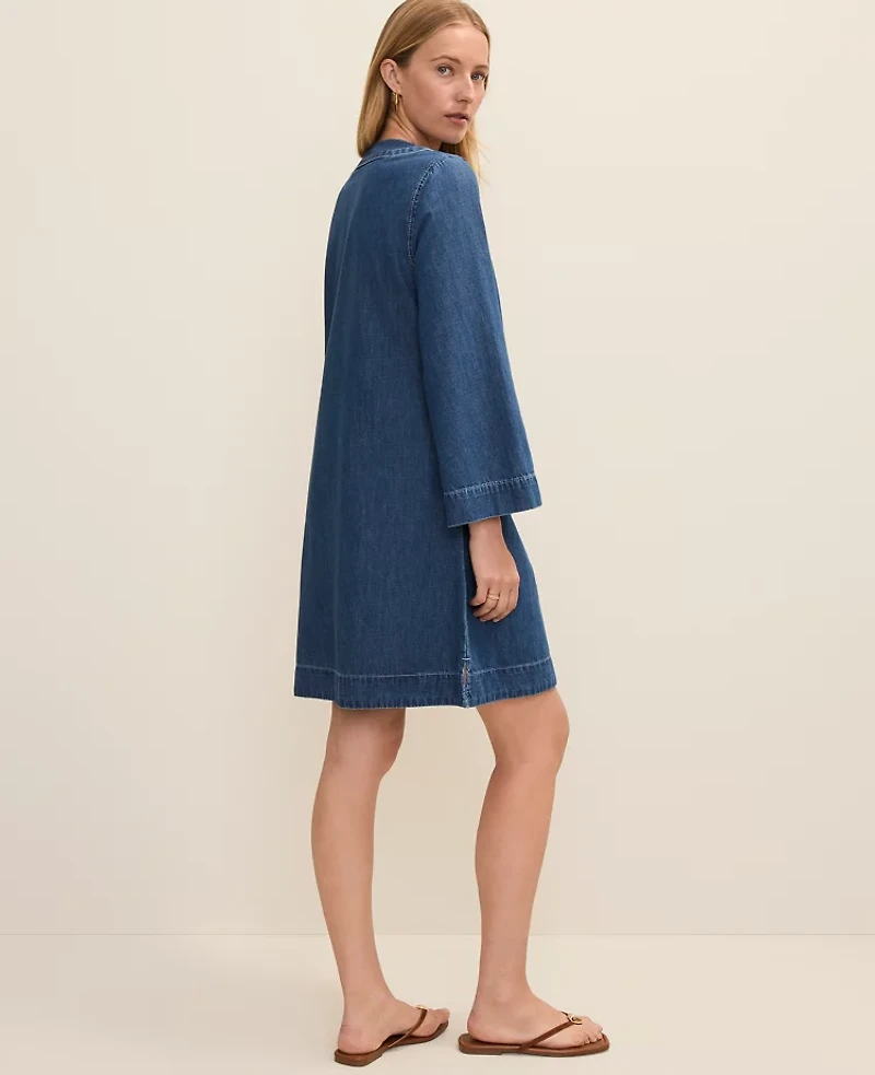 Ann Taylor Petite Weekend Split Collar Shift Dress Arabella Wash Women's