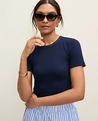 Ann Taylor Petite Weekend Pointelle Crew Neck T-Shirt Women's