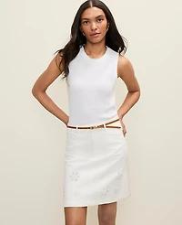 Ann Taylor Petite Weekend Eyelet Denim Skirt White Women's