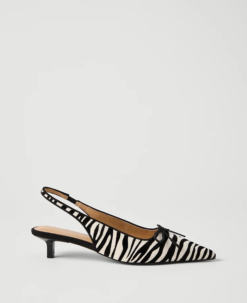 Ann Taylor Calf Hair Kitten Heel Pump Black Women's