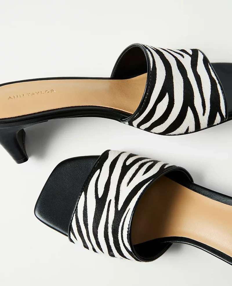 Ann Taylor Calf Hair Heel Mule Black Women's