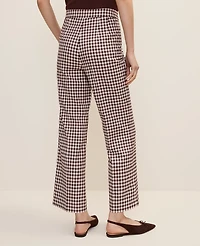 Ann Taylor The Tall Side Zip Flare Pant Gingham Brown/White Check Women's