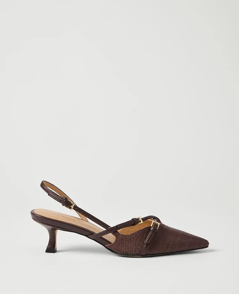 Ann Taylor Straw Crossover Slingback Pump Women's