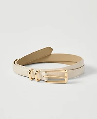 Ann Taylor Croco Rectangle Buckle Belt White Women's