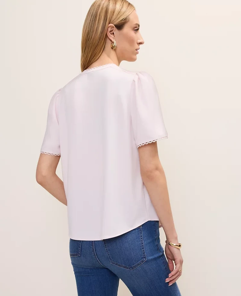 Ann Taylor Lace Trim Top Women's