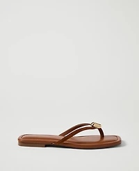 Ann Taylor Suede Embellished Flip Flop Sandal Spiced Chai Women's