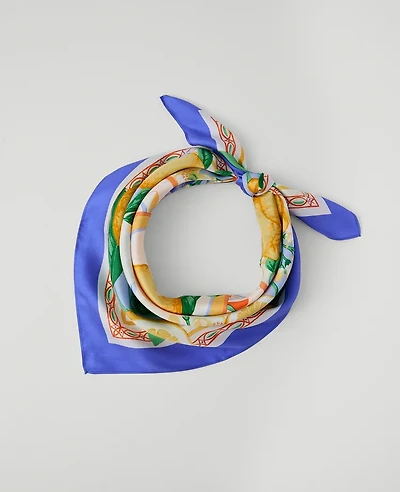 Ann Taylor Lemon Print Silk Scarf White Women's