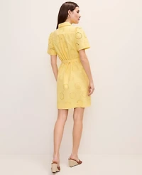 Ann Taylor Petite Weekend Eyelet Shirtdress Yellow Hibiscus Women's