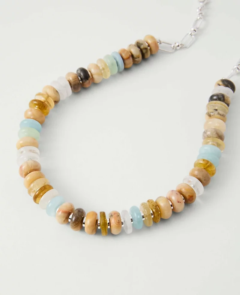Ann Taylor Mixed Stone Necklace Brown Stone Women's