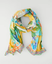 Ann Taylor Lemon Floral Print Scarf White Women's