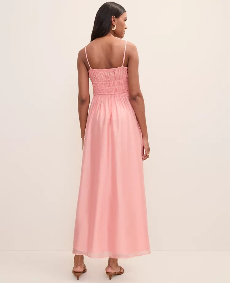 Ann Taylor Petite Weekend Gathered Maxi Dress Light Coral Spice Women's