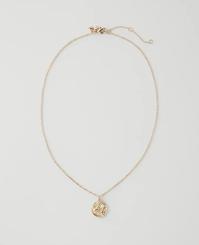 Ann Taylor Textured Pendant Necklace Goldtone Women's