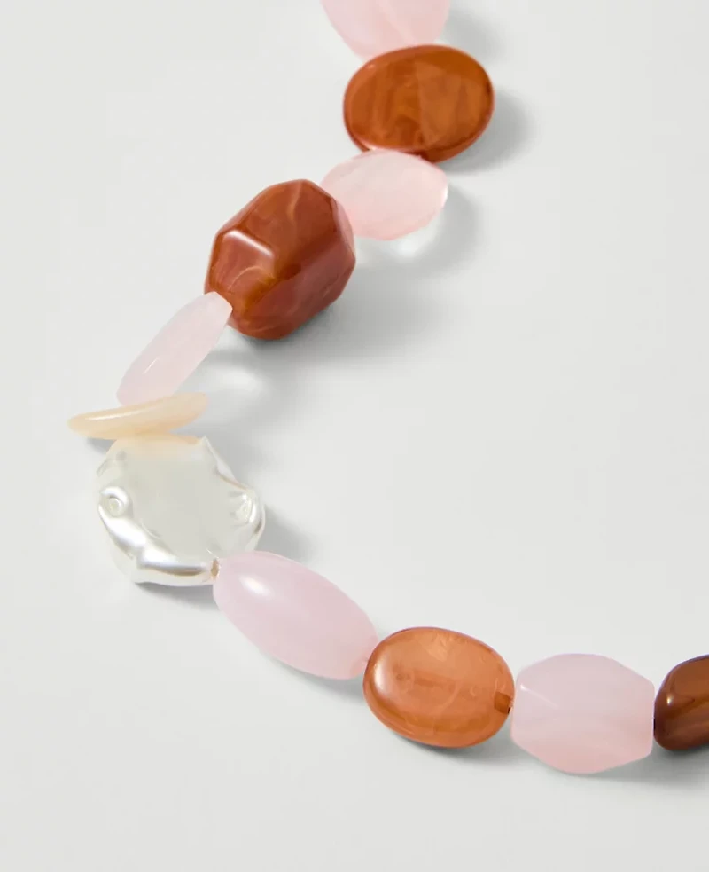 Ann Taylor Stone Pearl Statement Necklace Pink Peony Women's