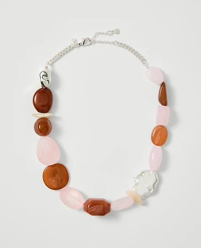 Ann Taylor Stone Pearl Statement Necklace Pink Peony Women's