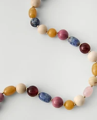 Ann Taylor Mixed Stone Statement Necklace Pearl Shadow Women's
