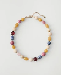 Ann Taylor Mixed Stone Statement Necklace Pearl Shadow Women's