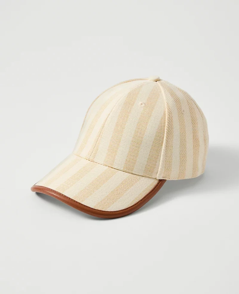 Ann Taylor Striped Baseball Cap Neutral Women's