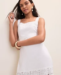 Ann Taylor Petite Tiered Midi Dress Linen Blend White Women's