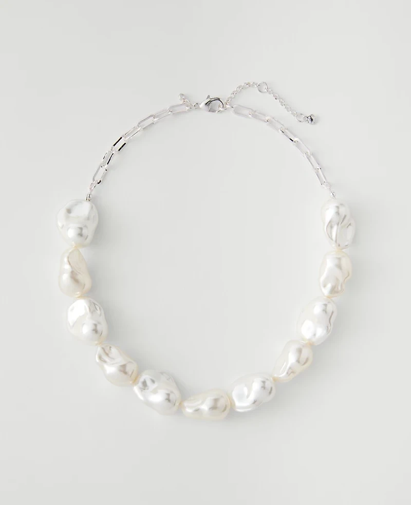 Ann Taylor Pearlized Statement Necklace Ivory Women's
