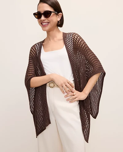 Ann Taylor Crochet Wrap Poncho Women's