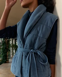 Ann Taylor Haven Well WithinIndigo Cotton Terry Quilted Vest Indigo Wash Women's
