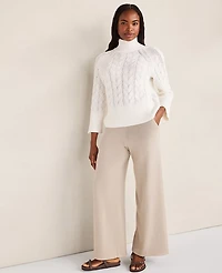 Ann Taylor Haven Well Within Organic Cotton Mock Neck Sweater Ivory Women's