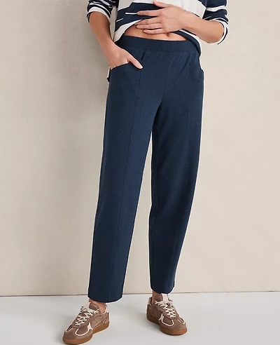 Ann Taylor Haven Well Within Organic Cotton Interlock Barrel Leg Pants Twilight Blue Heather Women's