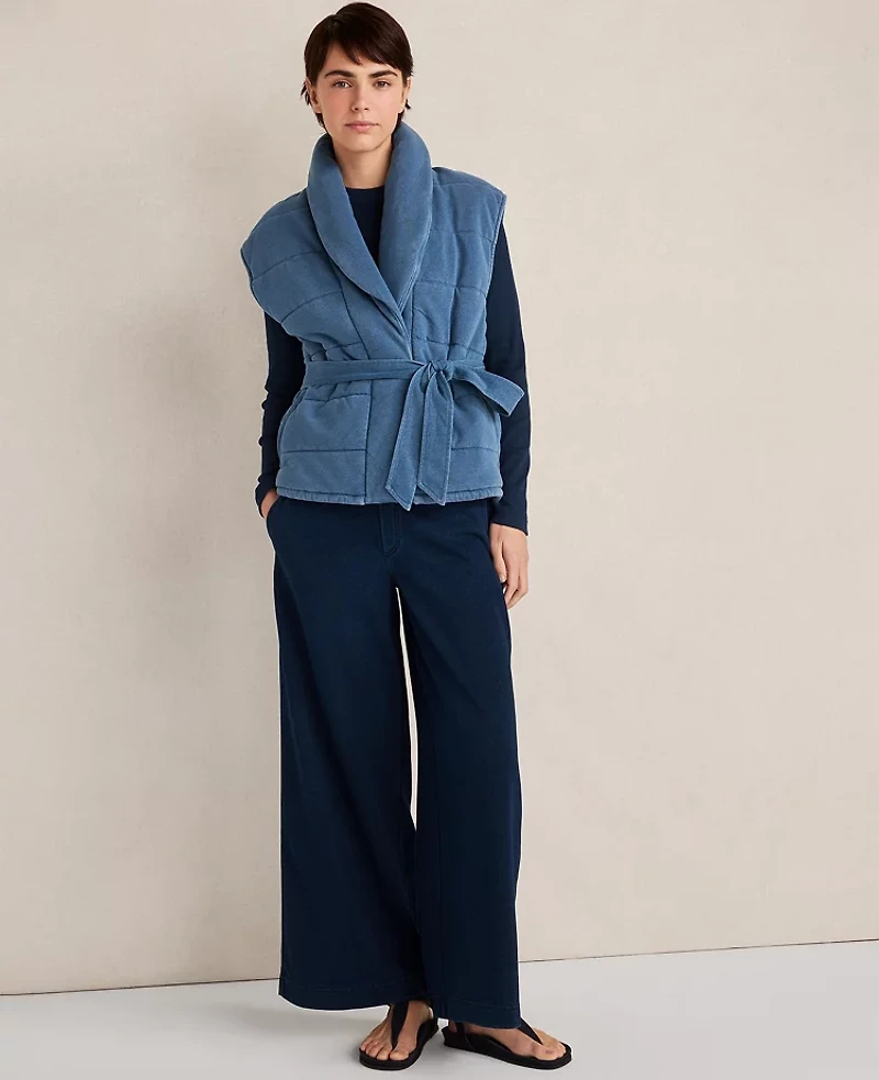 Ann Taylor Haven Well Within Indigo Cotton Terry Wide Leg Pants Dark Women's