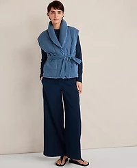 Ann Taylor Haven Well Within Indigo Cotton Terry Wide Leg Pants Dark Women's