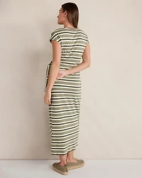 Ann Taylor Haven Well With Organic Cotton Interlock Stripe Midi Knot Dress Vetiver-Haven Women's