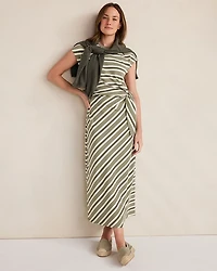 Ann Taylor Haven Well With Organic Cotton Interlock Stripe Midi Knot Dress Vetiver-Haven Women's