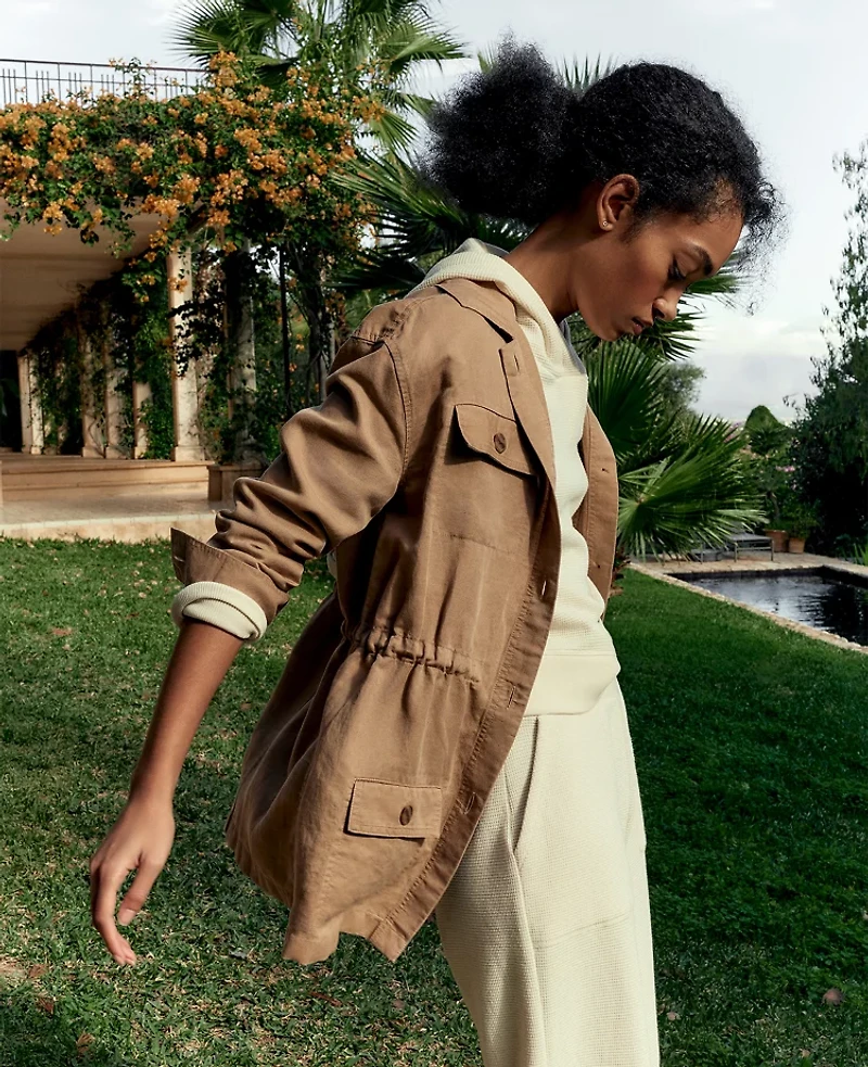 Ann Taylor Haven Well Within Linen Blend Dobby Jacket Neutral Women's