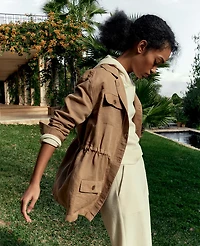 Ann Taylor Haven Well Within Linen Blend Dobby Jacket Neutral Women's