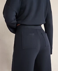 Ann Taylor Haven Well Within Soft Knit Wide Leg Pleated Pants Nightfall Blue Women's