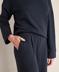 Ann Taylor Haven Well Within Soft Knit Wide Leg Pleated Pants Nightfall Blue Women's