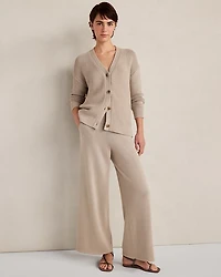 Ann Taylor Haven Well Within Organic Cotton Wide Leg Pants Taupe Women's