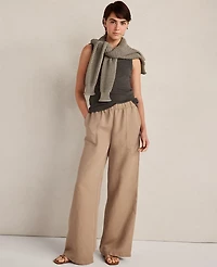 Ann Taylor Haven Well Within Linen Blend Dobby Wide Leg Pants Neutral Women's