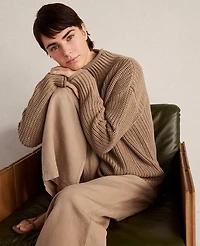 Ann Taylor Haven Well Within Linen Blend Dobby Wide Leg Pants Neutral Women's