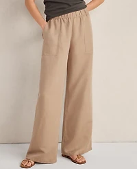 Ann Taylor Haven Well Within Linen Blend Dobby Wide Leg Pants Neutral Women's