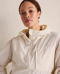 Ann Taylor Haven Well Within Crinkle Nylon Half-Zip Hooded Jacket Sandstone Women's