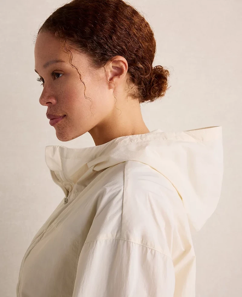 Ann Taylor Haven Well Within Crinkle Nylon Half-Zip Hooded Jacket Sandstone Women's