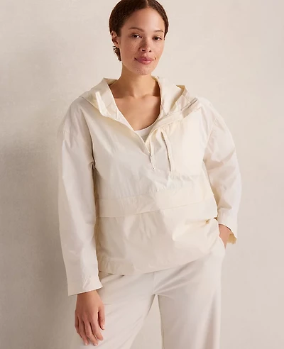 Ann Taylor Haven Well Within Crinkle Nylon Half-Zip Hooded Jacket Sandstone Women's