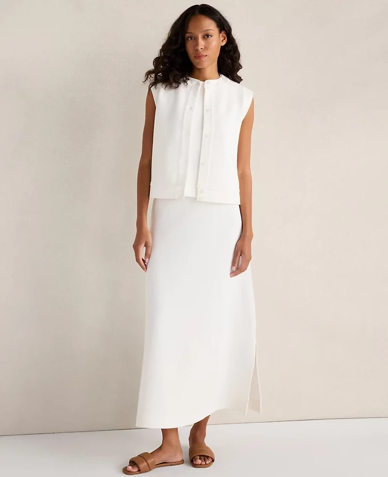 Ann Taylor Haven Well Within Cotton Blend Textured Short Sleeve Jacket Ivory Women's