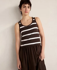 Ann Taylor Haven Well Within Organic Cotton Stripe Midi Dress Fresh Coffee Women's