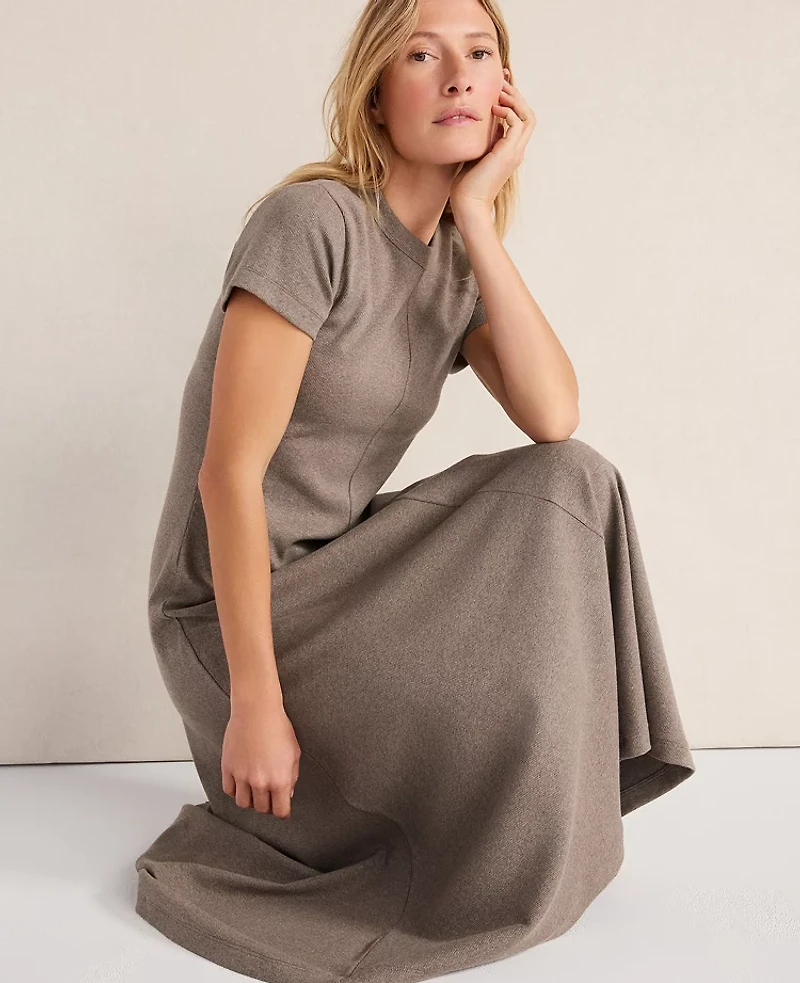 Ann Taylor Haven Well Within Organic Cotton Rib Knit Maxi Dress Brown Women's